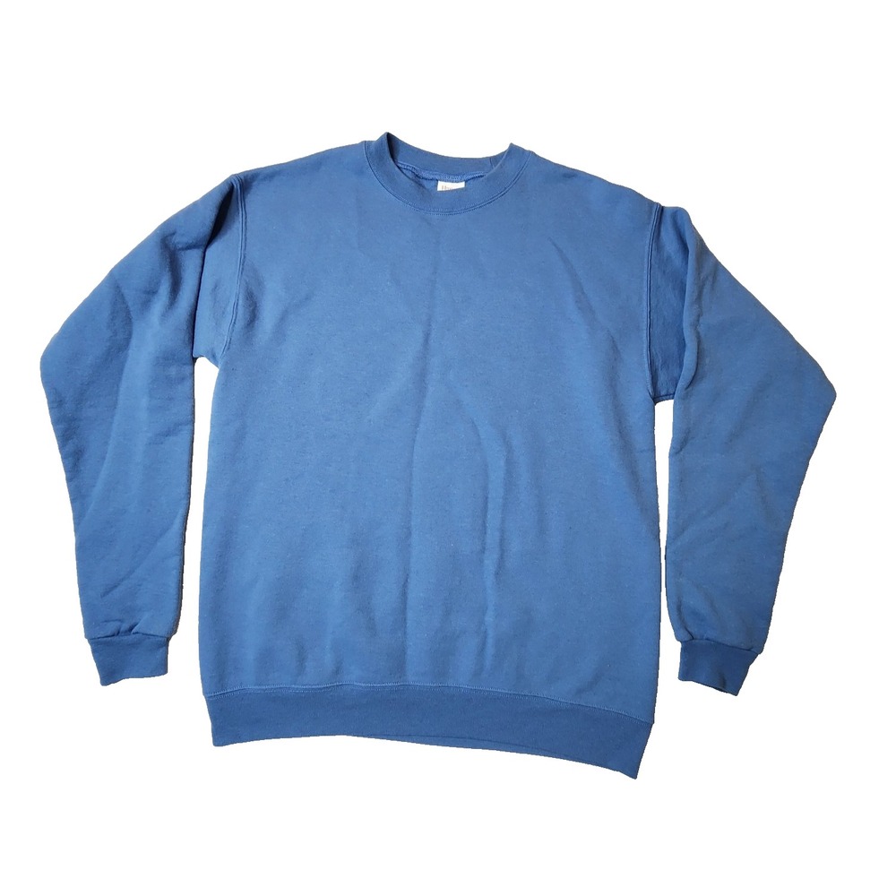 Hanes Raglan Sweatshirt Large Blue Crewneck Size Small